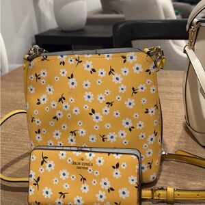 Kate Spade Yellow Floral Crossbody Bag and Wallet